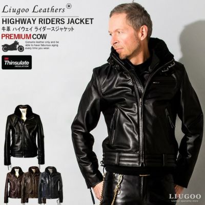 Liugoo Leathers 襟ボアシングルライダースジャケット Lサイズ www