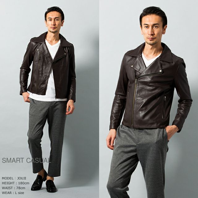 LIUGOO 本革 ダブルライダースジャケット メンズ リューグー DRY05A AP