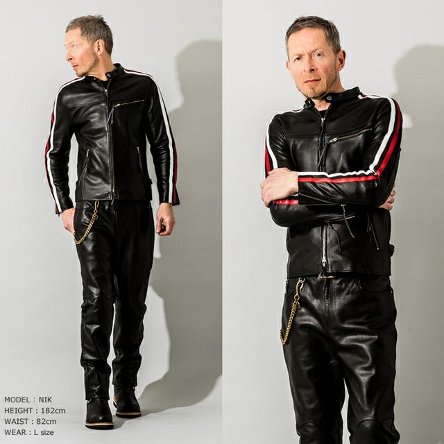 Liugoo Leathers 本革 メッシュレザー 2ラインシングルライダース