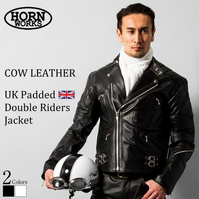 Horn Works 本革 UKパッドダブルライダースジャケット メンズ