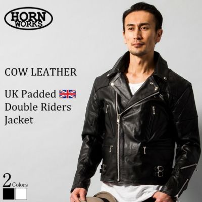 Horn Works 本革 UKパッドダブルライダースジャケット メンズ