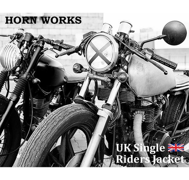 Horn Works 本革 UK襟付きシングルライダースジャケット メンズ
