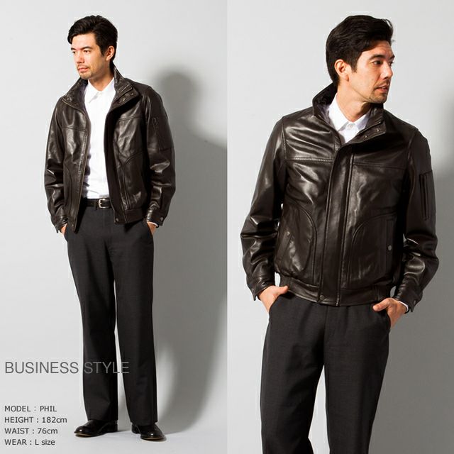 Paris Collection Brand 本革 ハイネック レザーブルゾン メンズ パリ  