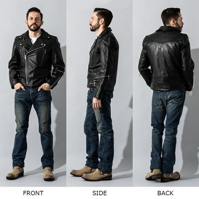 Liugoo Leathers 本革 UKダブルライダースジャケット メンズ 