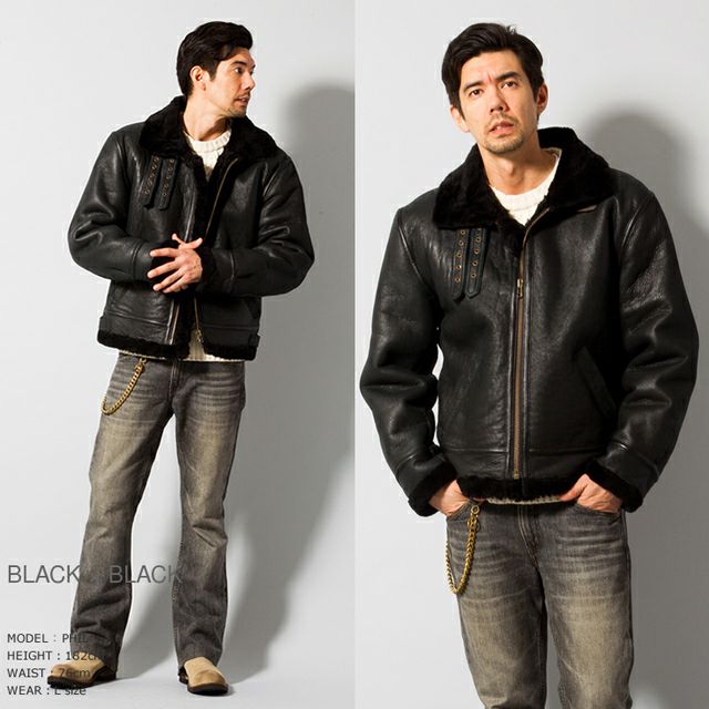 Liugoo Leathers 本革 B-3フライトジャケット ムートンジャケット 