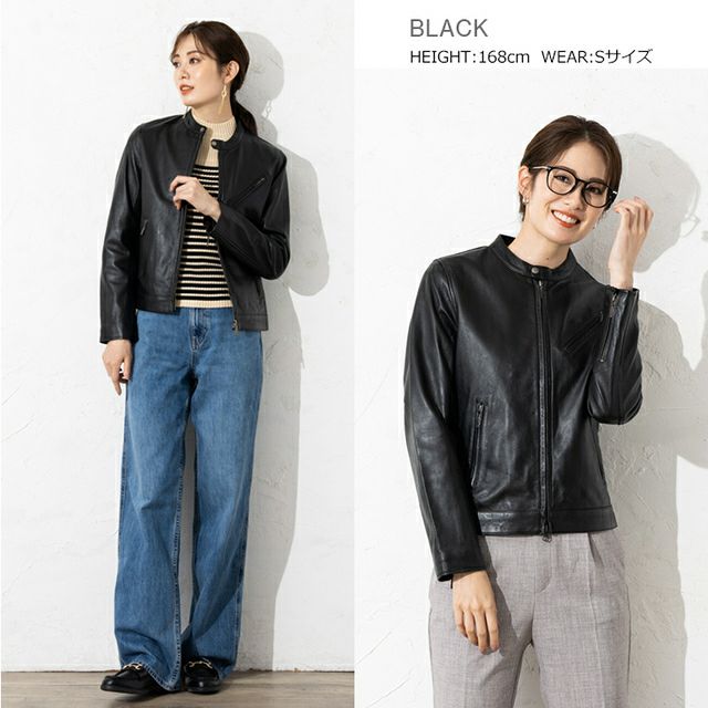 LIUGOO 本革 シングルライダースジャケット レディース リューグー 