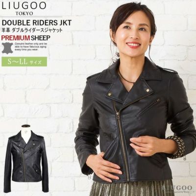 LIUGOO 本革 ダブルライダースジャケット レディース リューグー