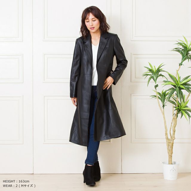 FILLMORE 本革 ノーボタン チェスターコート レディース フィルモア