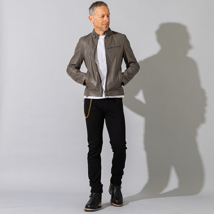 Liugoo Leathers 本革 メッシュレザー シングルライダースジャケット 