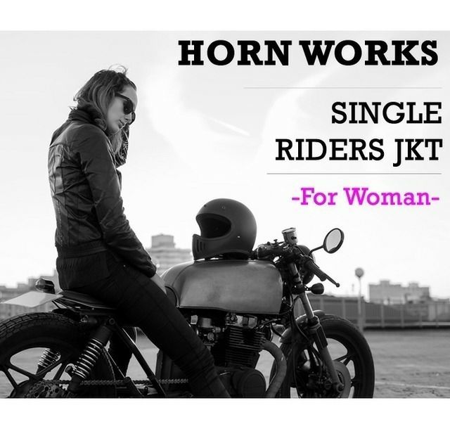 Horn Works 本革 シングルライダースジャケット レディース