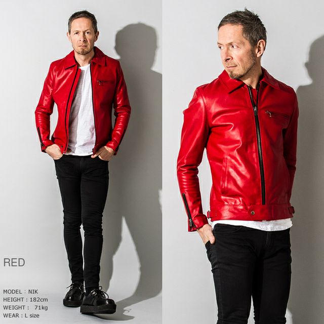 Liugoo Leathers 本革 UK襟付きシングルライダースジャケット