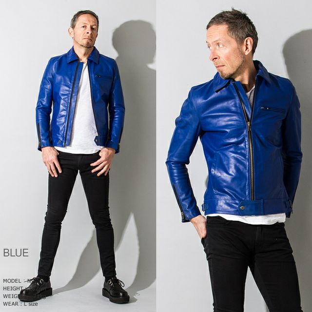 Liugoo Leathers 本革 UK襟付きシングルライダースジャケット メンズ 