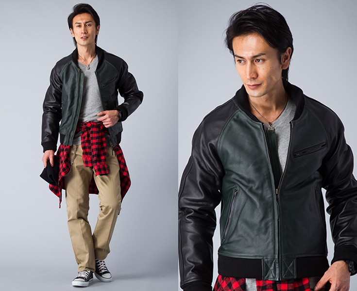 Liugoo Leathers 本革 レザ-バイカースタジャン メンズ リューグー 