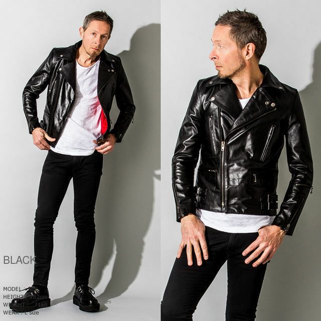 Liugoo Leathers 本革 パッドダブルライダースジャケット メンズ