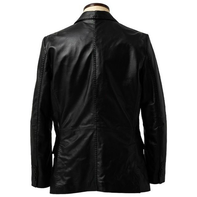 LIUGOO 本革 2ボタン テーラードジャケット レギュラーフィット