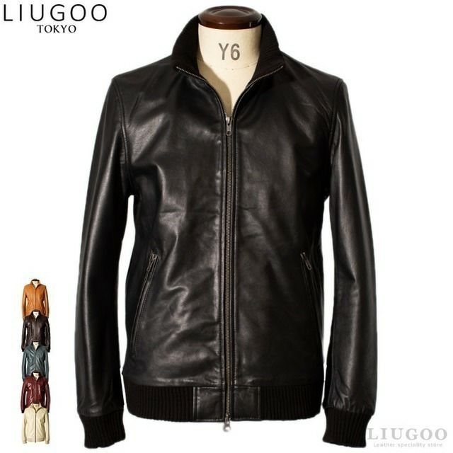 LIUGOO 本革 レザートラックジャケット ジャージ メンズ リューグー
