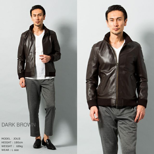 LIUGOO 本革 レザートラックジャケット ジャージ メンズ リューグー