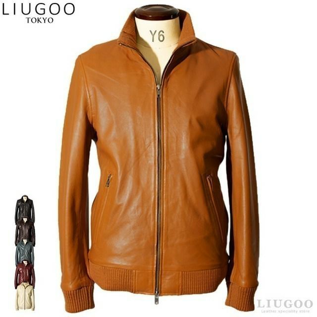 LIUGOO 本革 レザートラックジャケット ジャージ メンズ リューグー