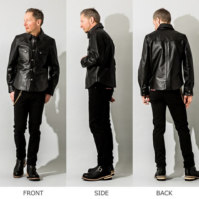 リューグーレザー カウレザー ウエスタンシャツジャケット 本革 4Lサイズ Liugoo Leathers 本革 レザーウエスタンシャツ メンズ