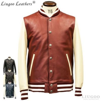 カラーブラックLiugoo Leathers 本革 レザ-バイカースタジャン