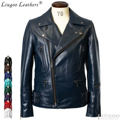 Liugoo Leathers 本革 UKダブルライダースジャケット メンズ