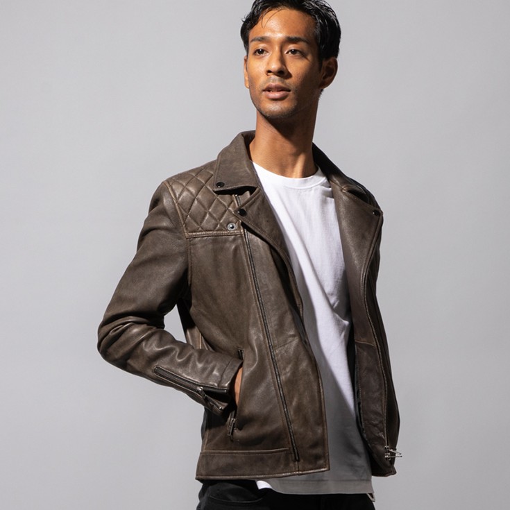 Liugoo Leathers 本革 パッドダブルライダースジャケット メンズ 