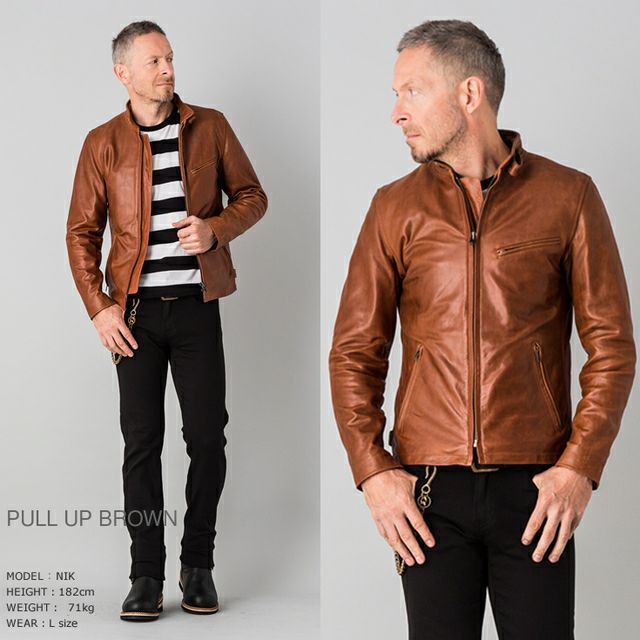 Liugoo Leathers 本革 シングルライダースジャケット メンズ