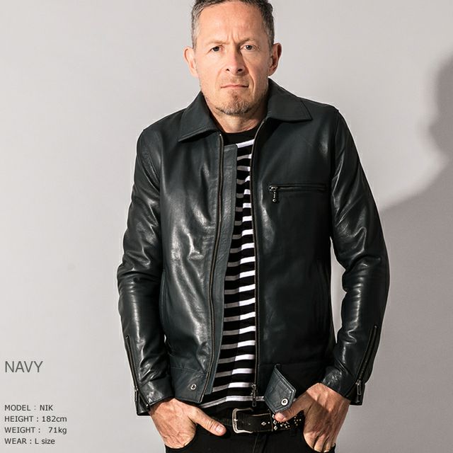 リューグーレザーズ Liugoo Leathers 本革 UK襟付きシングルライダースジャケット