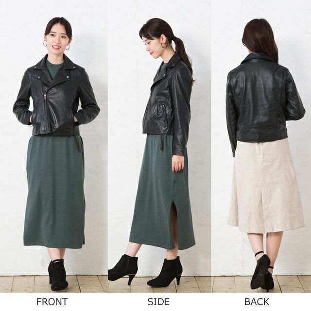 LIUGOO ZERO WASTE 本革 ダブルライダースジャケット レディース