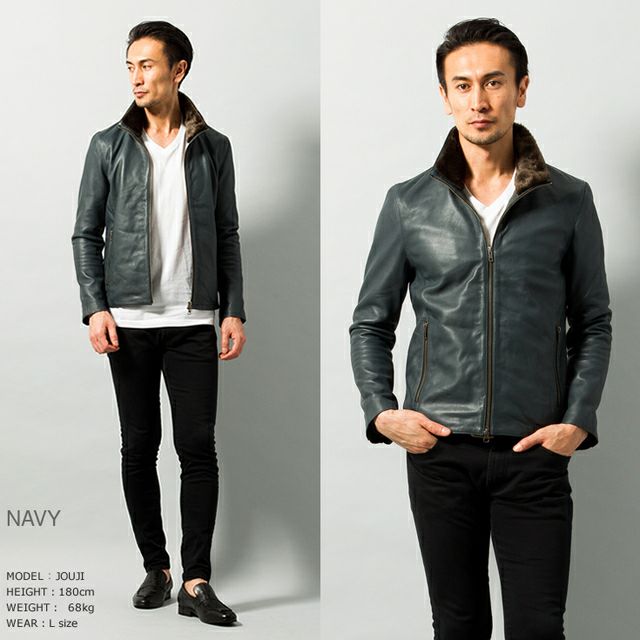 LIUGOO 本革 レザートラックジャケット ジャージ メンズ