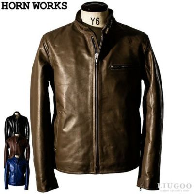 Horn Works 本革 シングルライダースジャケット メンズ ホーンワークス 