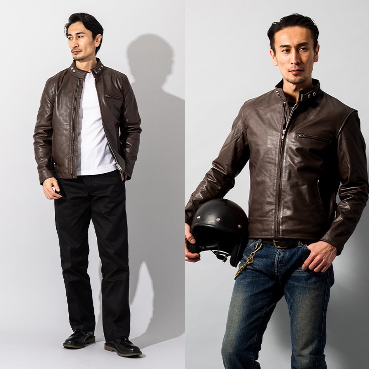 Horn Works 本革 シングルライダースジャケット メンズ ホーンワークス 