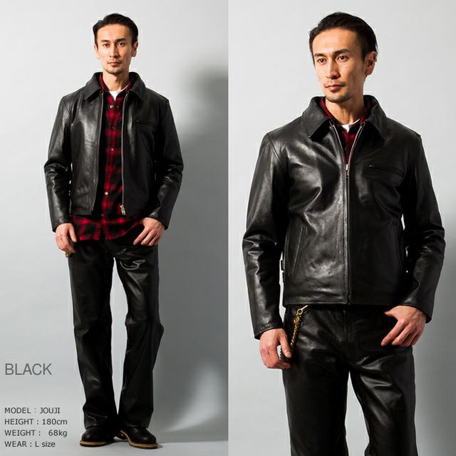 Horn Works レザージャケット ライダースジャケット 4766 4L 楽天市場】Horn Works 本革 襟付きシングルライダースジャケット