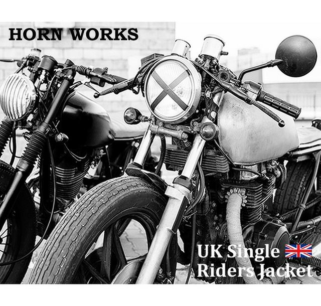 Horn Works 本革 UKシングルライダースジャケット メンズ ホーン