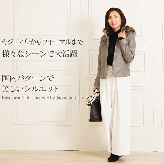 LIUGOO 本革 フード付ハイネックシングルジャケット レディース 