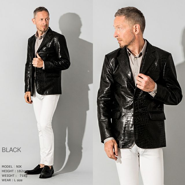 FILLMORE 本革 クロコダイルテーラードジャケット メンズ フィルモア