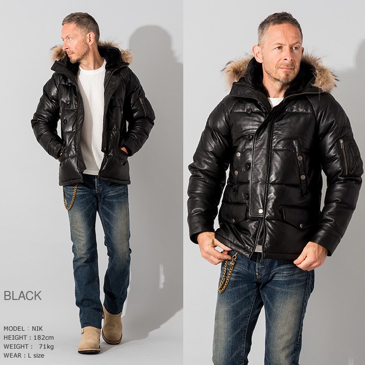Liugoo Leathers 本革 N-3Bフライトジャケット レザーダウン メンズ 