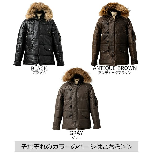 Liugoo Leathers 本革 N-3Bフライトジャケット レザーダウン メンズ 