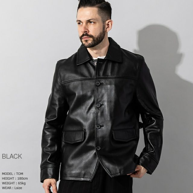 【美品】liugoo 牛革　レザージャケット カーコート　古着　ブラック　L 000000004190-09-l.jpg?t=