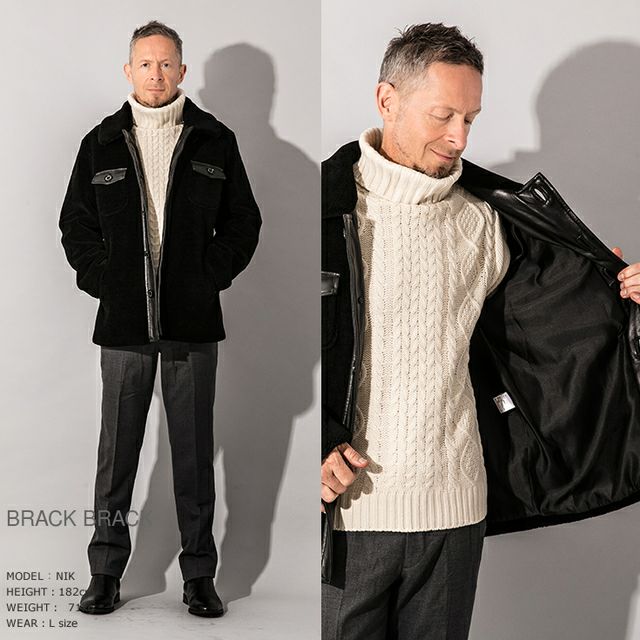 JEAN-LOUIS SCHERRER 本革 ムートンコート メンズ ジャン=ルイ