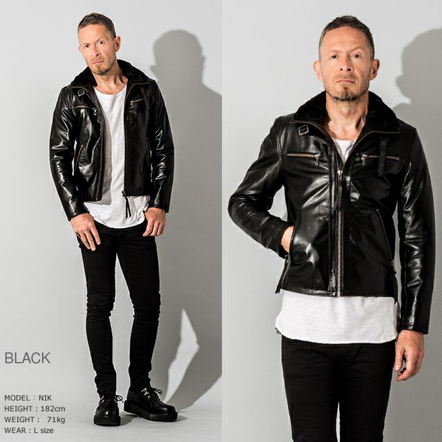 Liugoo Leathers 本革 ウィングネックシングルライダース