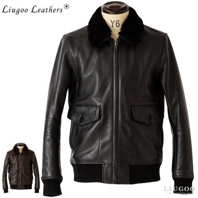 Liugoo Leathers 本革 G-1フライトジャケット メンズ リューグー