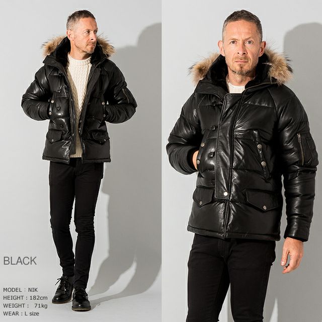 Liugoo Leathers 本革 N-3Bフライトジャケット レザーダウン メンズ 