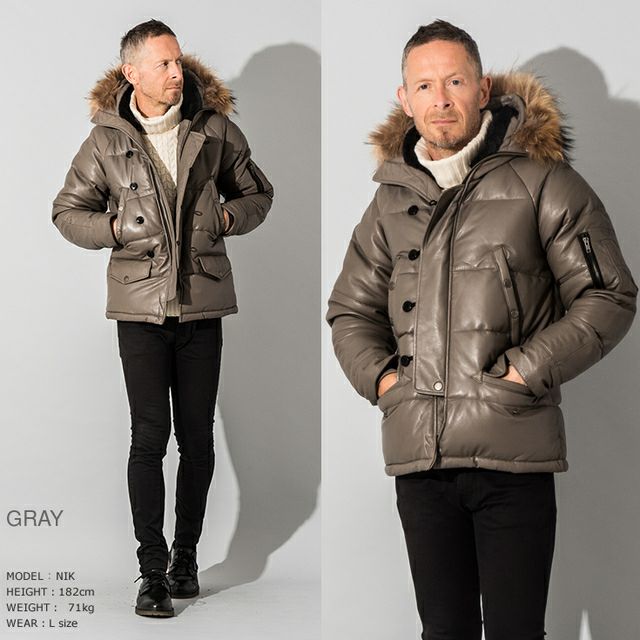 Liugoo Leathers 本革 N-3Bフライトジャケット レザーダウン メンズ 