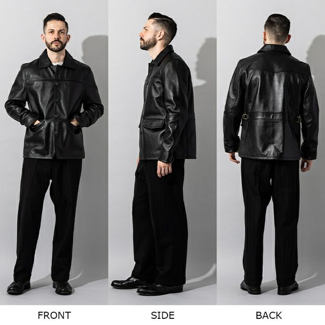 レザーコート Liugoo Leathers 本革 カーコート メンズ リューグーレザーズ