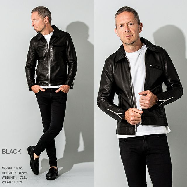 FILLMORE 本革 ディアスキンシングルライダースジャケット メンズ