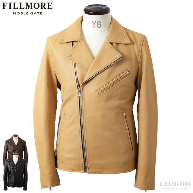 定価11万ディアスキンレザーライダースジャケットFILLMORE