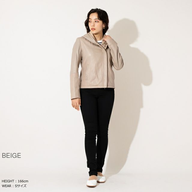 LIUGOO 本革 フーディージャケット レディース リューグー
