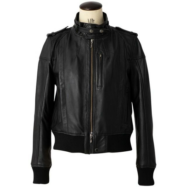 Liugoo Leathers LIUGOO 本革 リブ ライダースジャケット