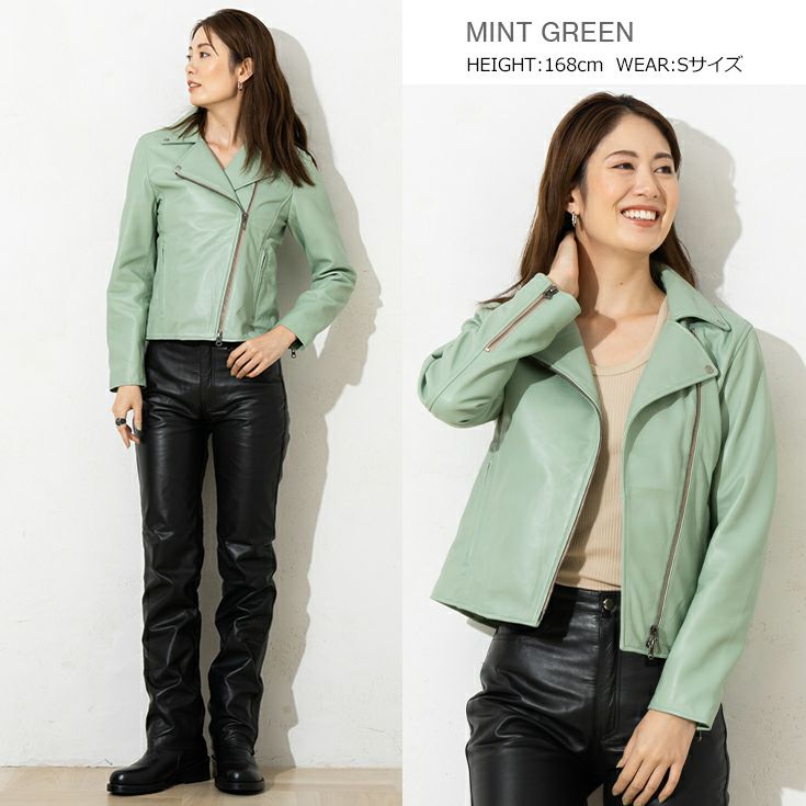 pin Ball⭐︎革ジャン ZZ-FIRST くもる ライトグリーン 本革 ラムレザー